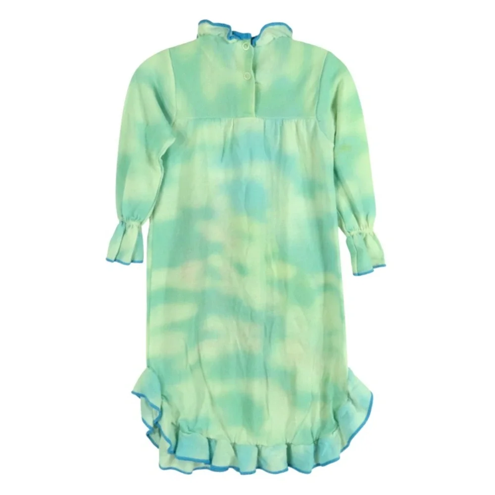 VTG Carter's Blue Cloud KNIT NIGHTGOWN GOWN Ruffle Trim 3 LITTLE PIGS w/WOLF 3T